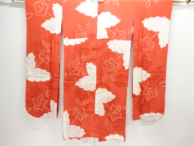 JAPANESE KIMONO / SHIBORI GRASS LEAF PATTERN HITOEFOR FURISODE JUBAN (